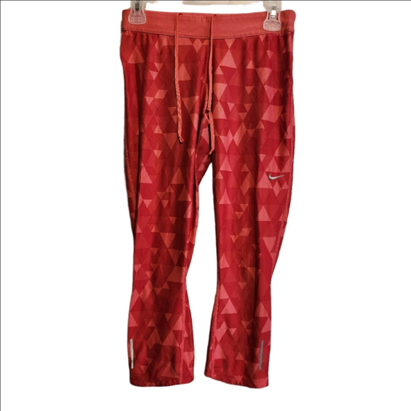 Nike Dry Fit Running Capris Red WM - Picture 2 of 5
